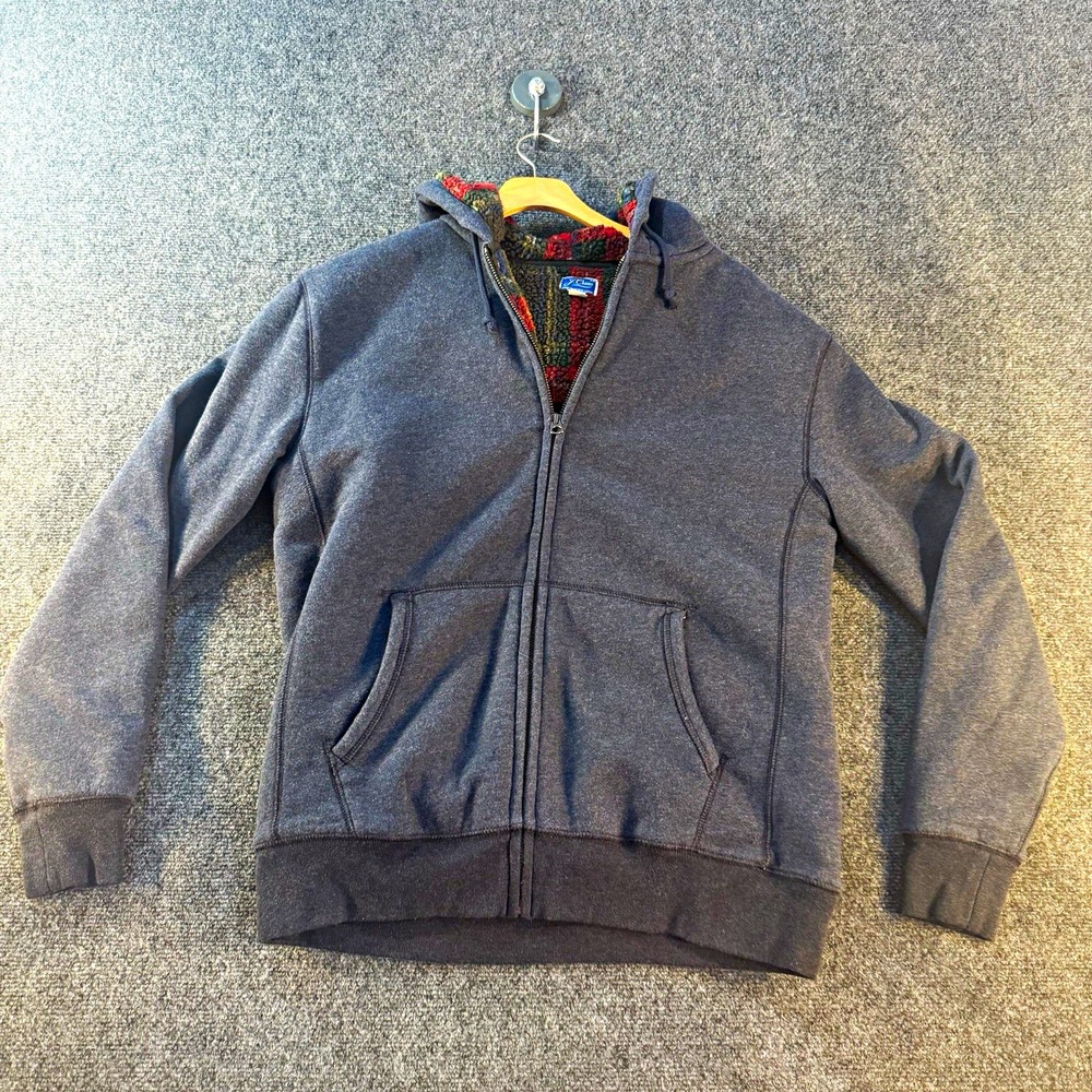 J.Crew Mens M Gray Fleece Full Zip Hoodie Lined Pockets Style BB791